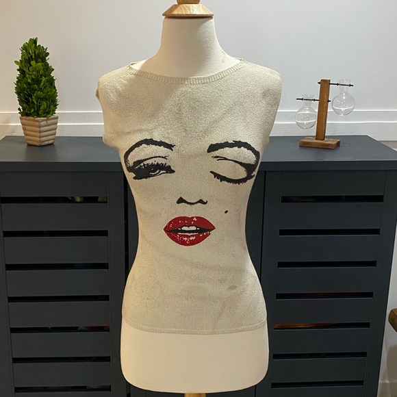 bebe Sweaters - Marilyn Monroe wink sleeveless sweater vintage